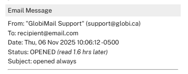 Email message comment in Podio. Status indicates "opened" 1.6 hours later.